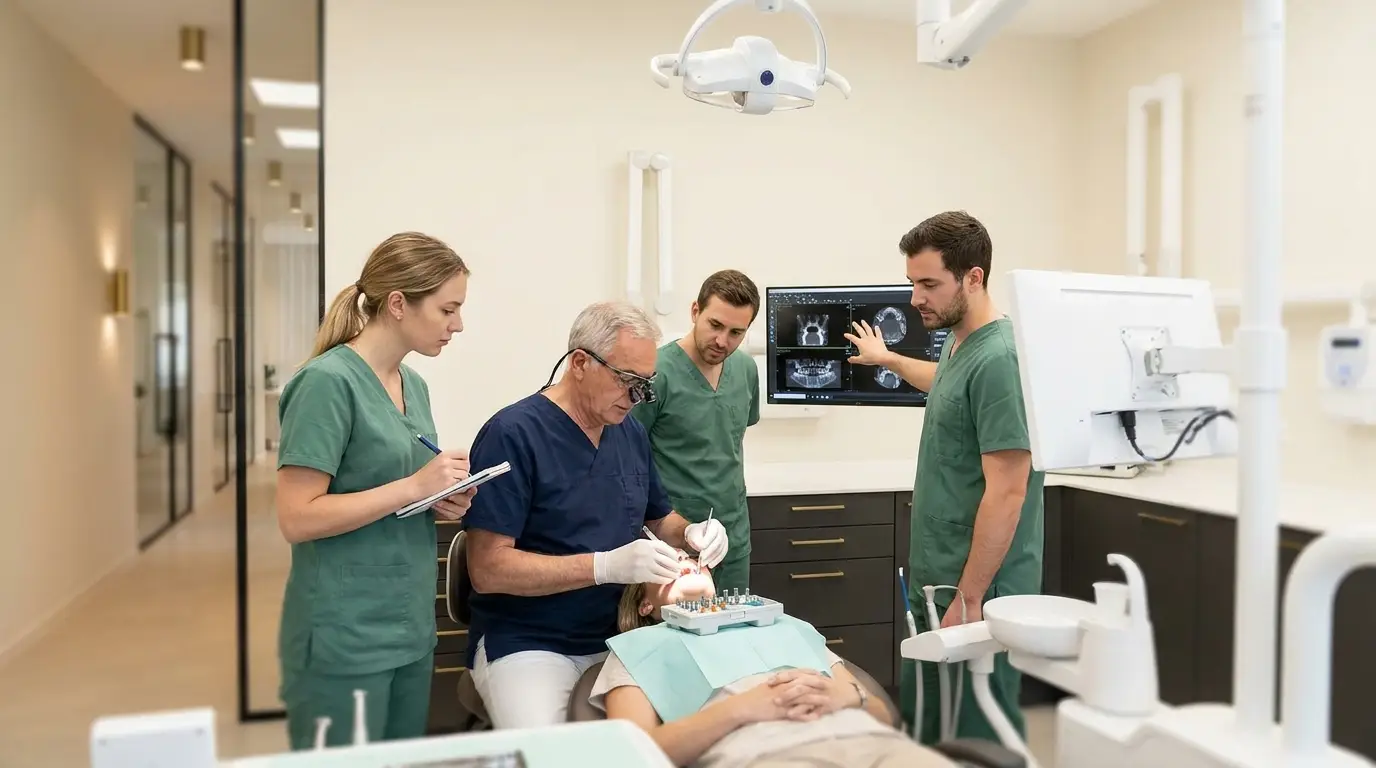 Live implant surgery training in a modern operatory